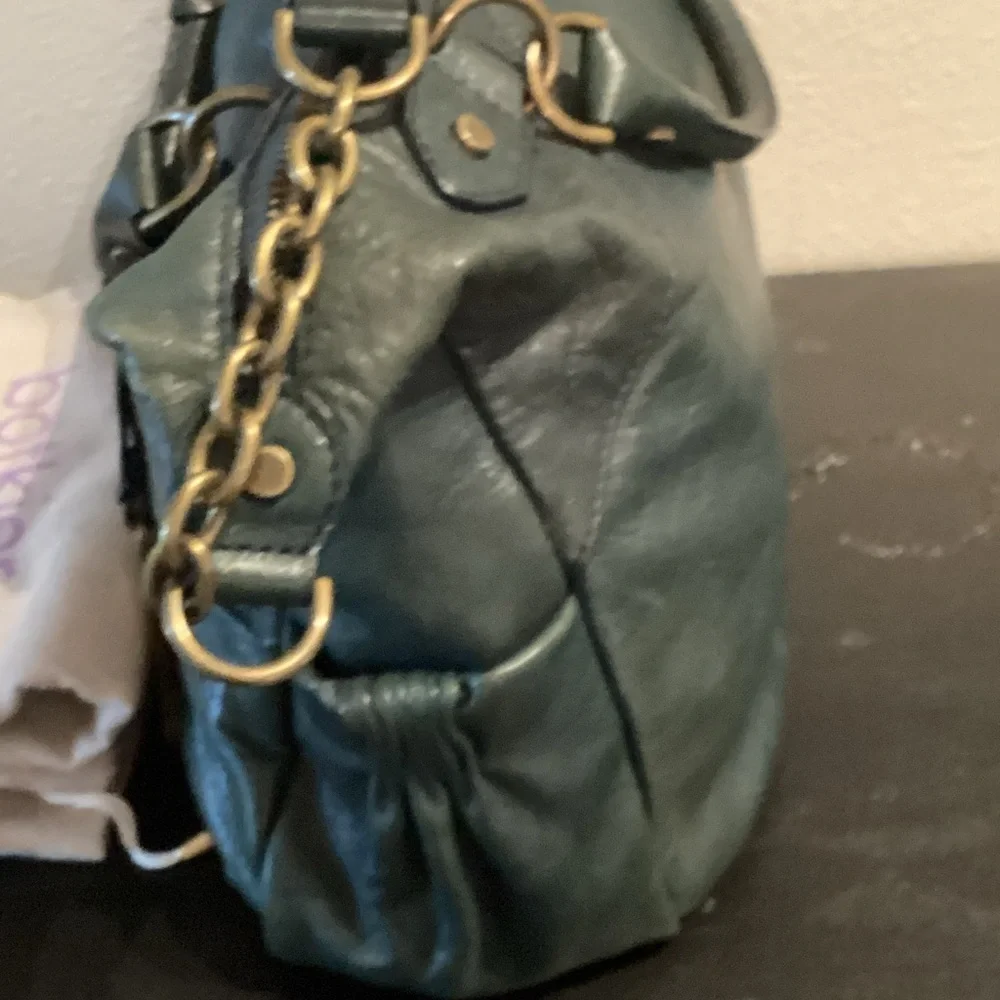 Botkier Teal Leather Satchel with Gold Accents